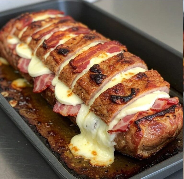 Lomo de cerdo relleno con queso y tocino