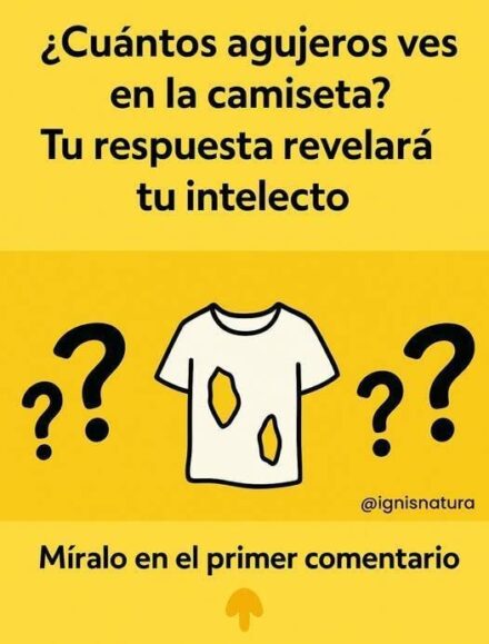 ¿Cuántos agujeros tiene ésta camiseta? Sólo 1 de cada 7 lo logra