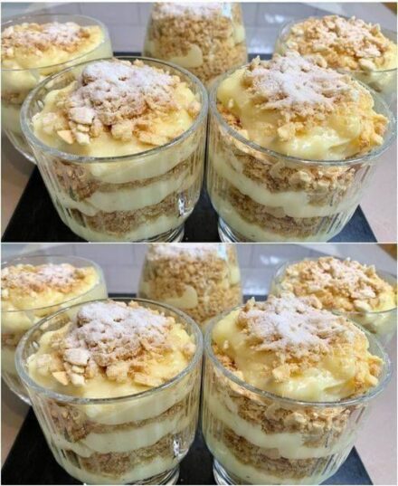 Cuando tengo pereza, siempre preparo este postre. “Napoleón en vaso”: para chuparse los dedos. Se come en 2 minutos.