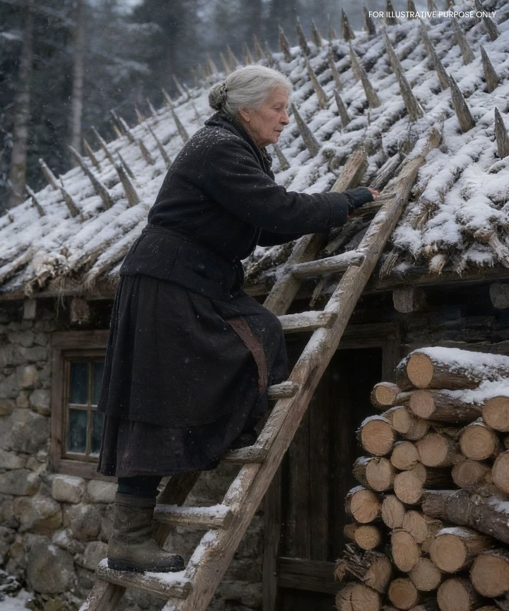 Una anciana pasó todo el verano y el otoño fijando estacas de madera afiladas en su tejado. Los vecinos estaban convencidos de que había perdido la cordura… hasta que por fin llegó el invierno.