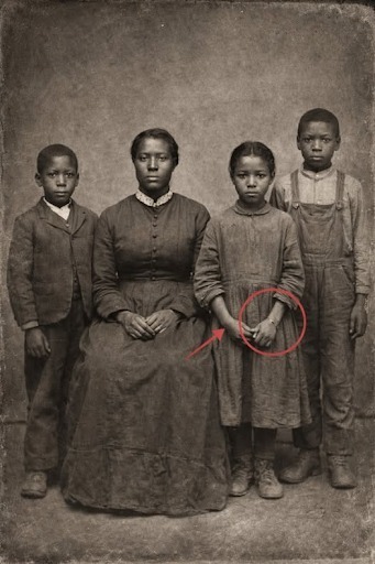 Esta es solo una foto familiar normal de 1872… pero mira atentamente la mano de la hermana.
