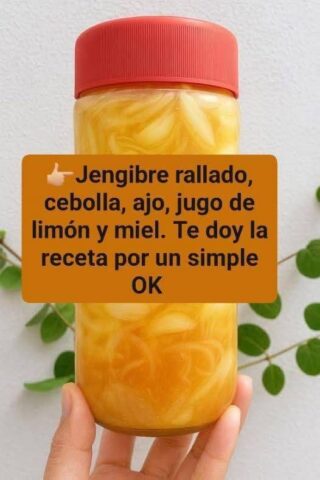 Jengibre rallado, cebolla, ajo, jugo de limón y miel.