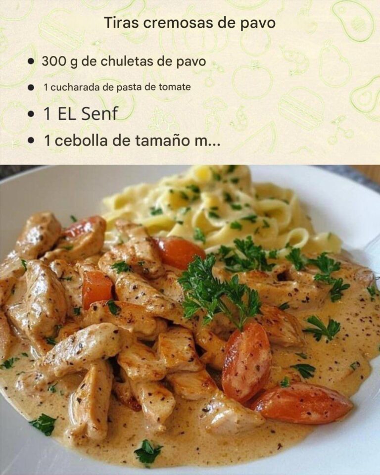 Tiras cremosas de pavo