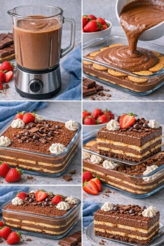 Crema de chocolate Carlotta (un postre fácil y delicioso) 🍫🍓✨ ¡Si no la has probado, te estás perdiendo algo! 🤯🤯👇🏻👇🏻