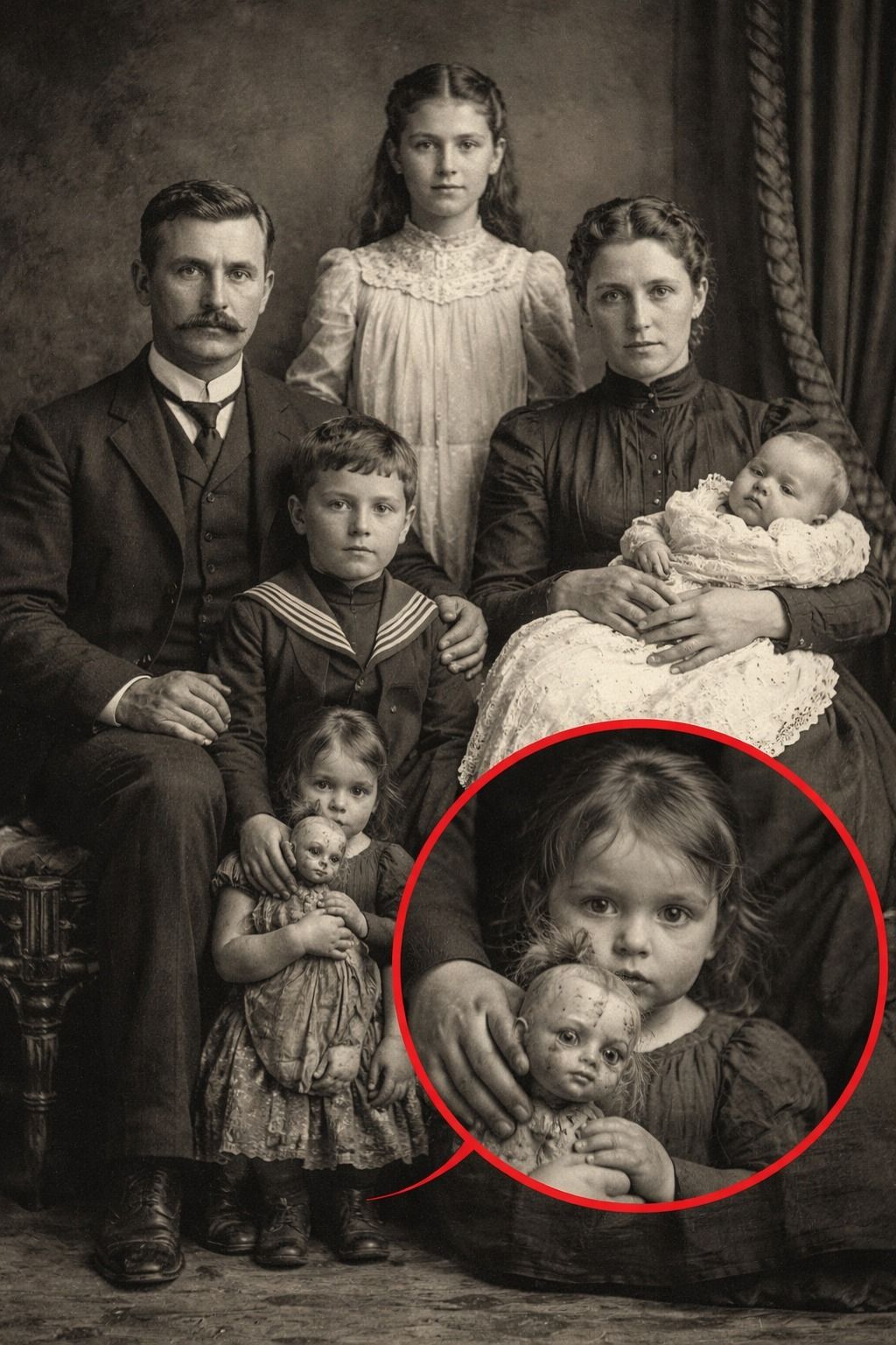 Nadie notó este detalle en la foto familiar… hasta que el zoom reveló sus ojos
