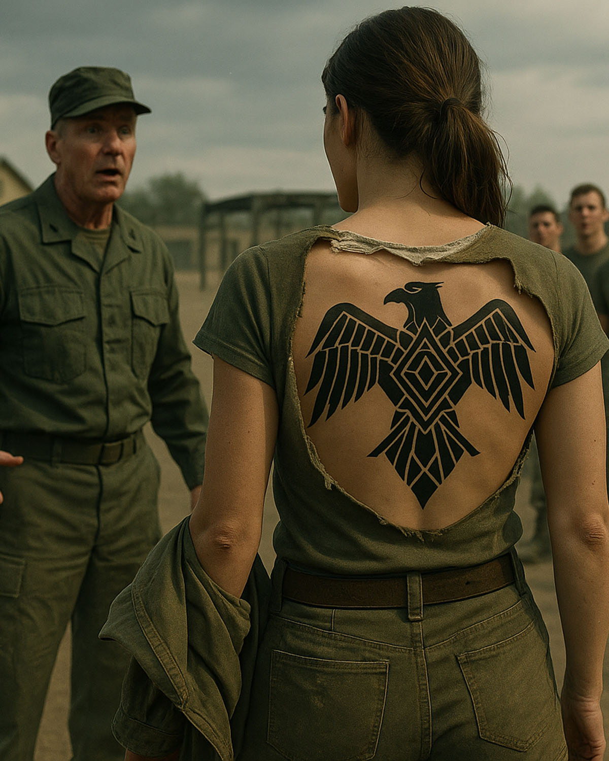Se burlaron de ella en el campamento — luego el comandante quedó congelado al ver el tatuaje en su espalda…