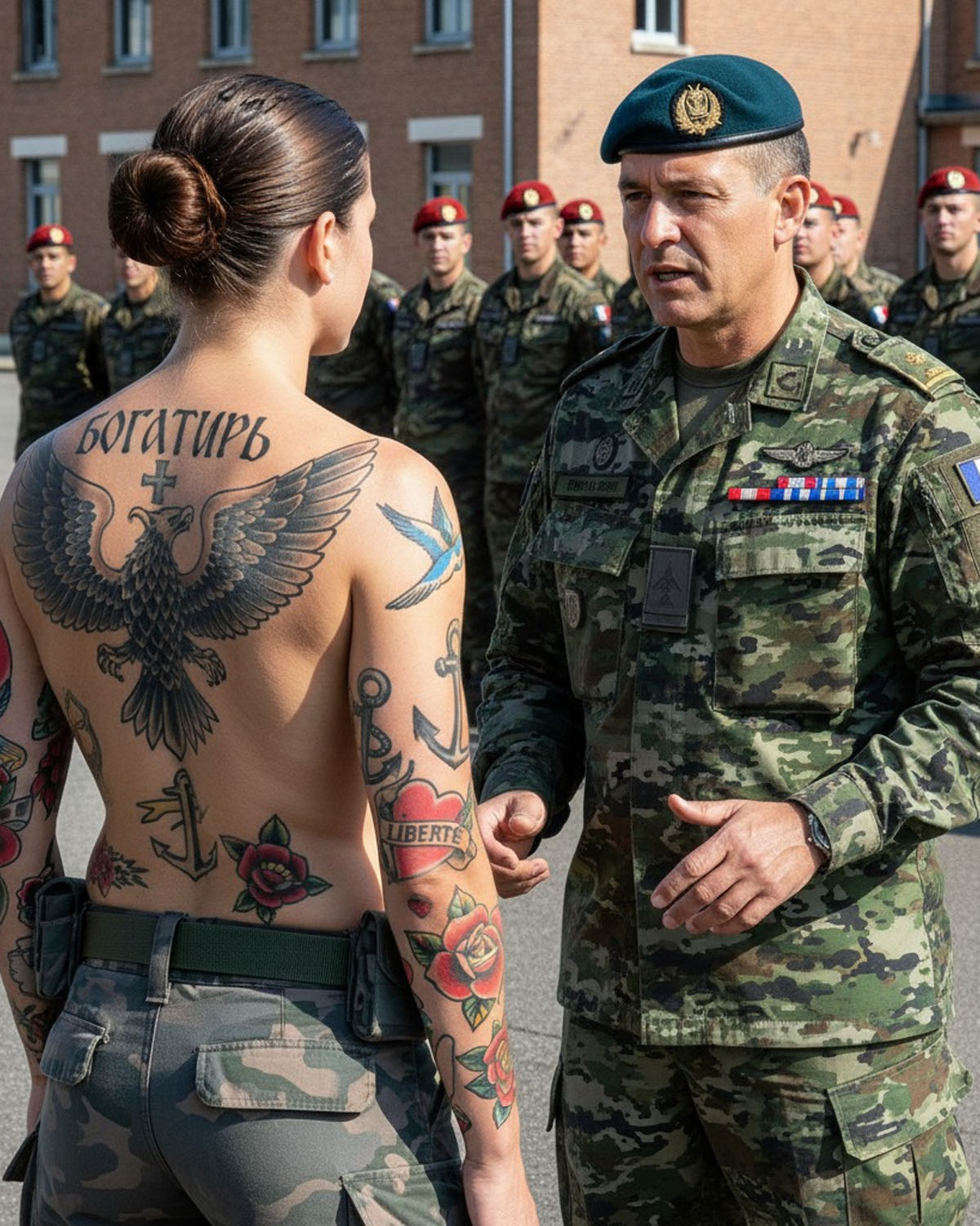 Fue tentado en el campamento, luego el comandante se congeló al ver el tatuaje en su espalda …