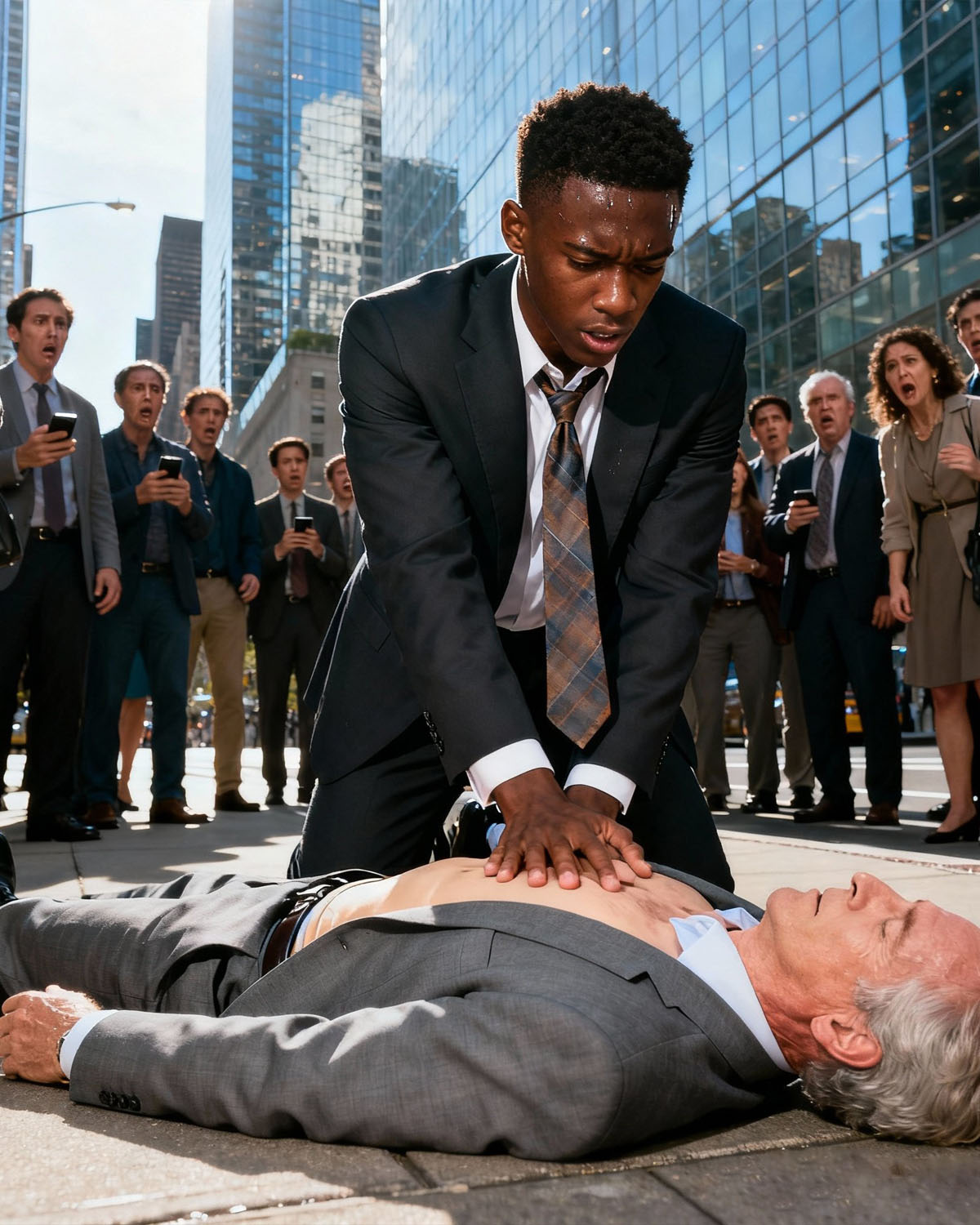 Un hombre negro pierde la entrevista de trabajo de sus sueños por salvar a un desconocido moribundo en una calle de Nueva York — luego descubre la aterradora verdad sobre quién es realmente ese hombre…