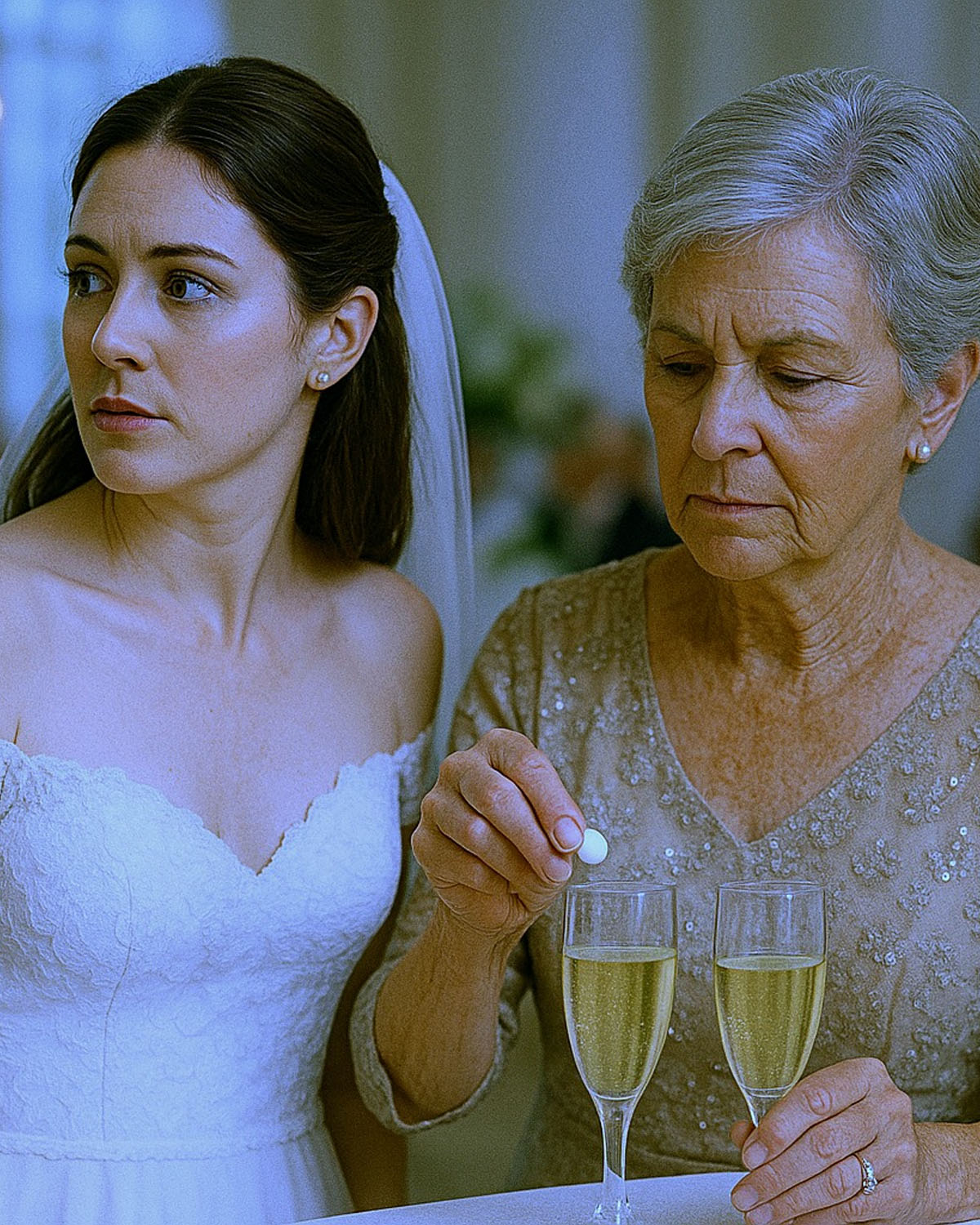 En la recepción de mi boda, mi suegra echó algo en mi champán; así que intercambié las copas…