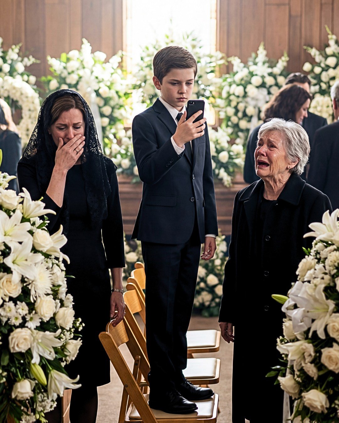 Llegué al funeral de mi hija embarazada y vi entrar a su marido riendo con otra mujer; ella me susurró: «Parece que gané», pero el abogado pidió silencio para leer el testamento… y todos se quedaron paralizados.