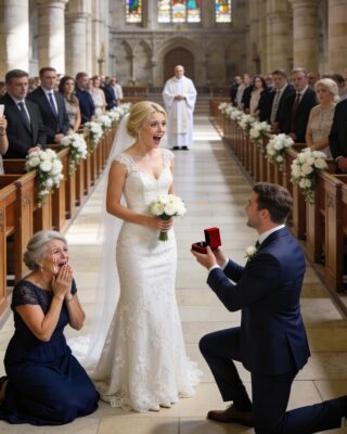 En el altar, mi prometido nunca apareció. Delante de cientos de invitados de la alta sociedad, su madre se acercó, me arrancó el velo y empapó mi vestido blanco de alta costura con vino tinto. Con una sonrisa burlona al micrófono, anunció: «Mi hijo se casa con una mujer rica que yo elegí. ¿Tú? Solo una sustituta temporal».