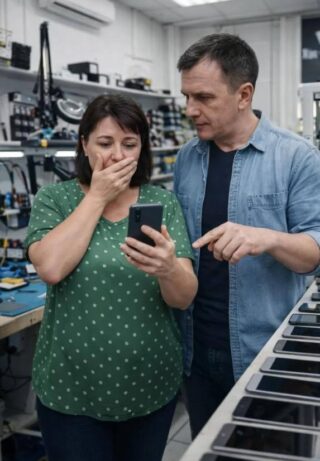 Llevé el teléfono de mi esposo fallecido a reparar — cuando el técnico terminó el trabajo y encendió el aparato, un mensaje apareció inmediatamente en la pantalla.