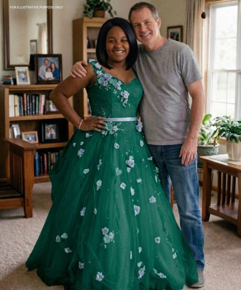 Mi padre me cosió un vestido con el vestido de novia de mi difunta madre para el baile de graduación; mi profesora se rió hasta que entró un oficial.