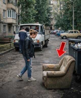 Una mujer salió a tirar la basura por la noche y encontró un sofá casi nuevo. Decidió llevárselo a casa. En casa, ella y su marido empezaron a arreglar el sofá, pero de repente su marido gritó: «¡Mira lo que es esto…!»