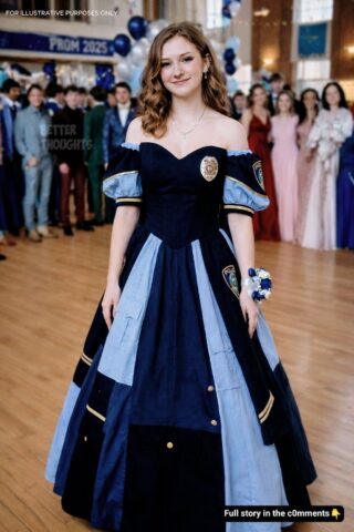 Mi hija hizo su vestido de graduación con el uniforme de su difunto padre; cuando una compañera lo arruinó, una madre reveló una verdad que dejó a todos en silencio.