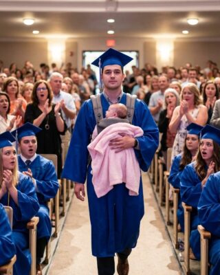 Se Rieron Cuando Mi Hijo Caminó A Través De Su Etapa De Graduación Sosteniendo A Un Recién Nacido: Una Mujer Susurró “Igual Que Su Madre” … Pero Lo Que Dijo Después Salió De Toda La Habitación En Silencio