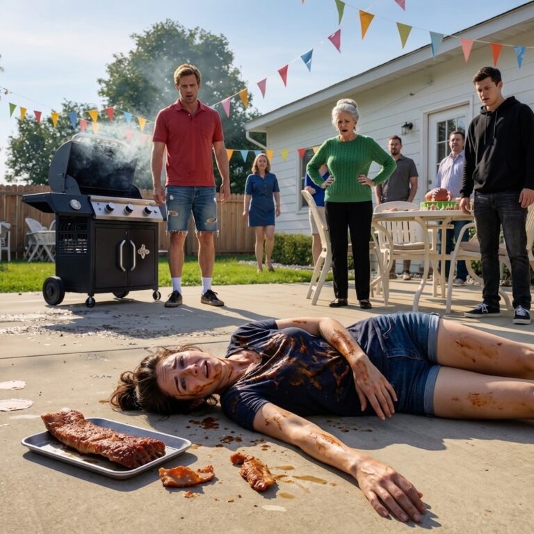 Cuando me desplomé en la entrada de la casa de mi marido cargando su carne de cumpleaños, él no corrió a ayudarme; bajó la mirada, puso los ojos en blanco y dijo: “En serio, Judith, levántate”. Su madre me llamó dramática, los invitados se alejaron y, mientras un pastel con forma de balón de fútbol esperaba en el jardín, un detalle amargo que había ignorado durante cinco meses de repente comenzó a dar forma a una imagen mucho más oscura. Me miró de pie en la entrada, con el humo de la barbacoa de cumpleaños elevándose detrás de él, y en lugar de preguntarme si estaba bien, mi marido puso los ojos en blanco. “En serio, Judith, levántate”. Mi nombre es Judith Santana, tengo 32 años y soy de Covington, Kentucky. Durante cinco meses, mi cuerpo me había estado enviando señales de advertencia: hormigueo en los pies, fatiga aplastante, visión borrosa, piernas que sentía como si pertenecieran a otra persona. Cada vez que decía “Leo”, él decía lo mismo. Estrés. Ansiedad. Agua. Su madre, Freya, sonrió y dijo que las mujeres jóvenes no tenían resistencia. Ese sábado era el cumpleaños de Leo, y Freya había convertido nuestro jardín en un espectáculo: serpentinas, una pancarta, un pastel con forma de balón de fútbol para un hombre cuyo deporte favorito era el bowling. Llevaba un plato de carne ahumada por la entrada cuando de repente me fallaron las piernas. Sin previo aviso. Un momento estaba caminando, al siguiente estaba tirada en el cemento caliente, con la blusa empapada en grasa y sin nada que me quedara bien de las caderas para abajo. Leo se levantó de la parrilla y me miró como si lo hubiera avergonzado. “En serio, Judith, levántate”, repitió. No “¿Estás herida?”, ni “Llama al 911”. Solo irritación. Uno de sus compañeros de trabajo se acercó a mí. Leo me hizo un gesto para que me alejara. “Ella lo está haciendo”. Y eso fue suficiente. Catorce personas me miraban tirada allí, sin ayudarme. Leo ya llevaba meses diciéndole a la gente que yo era dramática, frágil y obsesionada con la enfermedad. Freya se acercó y anunció que yo estaba intentando arruinar el día especial de su hijo, mientras un pastel con forma de balón de fútbol intacto yacía detrás de ella. Acostada allí, recordé dos cosas que había estado tratando de ignorar. La primera era el dinero que faltaba: $1,200 habían desaparecido de nuestros ahorros, supuestamente para reparaciones del auto, aunque nuestro Mazda seguía con la misma luz de verificación del motor encendida. La segunda era un estado de cuenta de tarjeta de crédito por $7,400 a nombre de Leo, en nuestra dirección, que Leo llamó un error bancario. Entonces él y Freya se dieron la vuelta y regresaron a la parrilla, con la música aún sonando. Durante unos noventa segundos, honestamente creí que podría morir en esa entrada y la fiesta continuaría. Entonces escuché la sirena. La verdad es que ese momento no comenzó en la entrada. Comenzó cuando conocí a Leo y pensé que había encontrado a alguien bueno. Al principio, era atento, fácil de confiar, y para cuando todo cambió, había construido toda mi vida en torno a mantener mi compostura. A Freya le dieron una llave de nuestra casa y la usó,Cuando ella quería. Llegaba a casa y encontraba los armarios revueltos, las comidas criticadas y a Leo, que siempre lo arreglaba todo con la misma vieja respuesta: “Es así. Tiene buenas intenciones. No le des tanta importancia, Judith”. Luego llegó el dinero. Leo quería fusionar nuestras cuentas porque éramos un equipo y nunca nos sobraba nada. Cuando cuestioné su decisión, se rió y dijo que yo era pésima en matemáticas. Casi al mismo tiempo, mi estado de salud empeoró. Cuando intenté pedir cita con el médico, resultó que Leo, después de cambiar de trabajo, no me había incluido en su seguro médico. En el quinto mes, el entumecimiento se extendió por mis tobillos y finalmente pagué la cita en efectivo de una pequeña cuenta de emergencia que mi abuela siempre decía que toda mujer debía guardar donde nadie más pudiera tocar. El médico me pidió un análisis de sangre. Los resultados no estaban listos el día que me desmayé. Todas las noches antes de acostarme, tomaba té de manzanilla. Unos cinco meses antes de mi crisis, empezó a tener un sabor ligeramente amargo. Cuando lo mencioné, Leo dijo que había cambiado de marca porque los precios habían subido. Y durante esos cinco meses, me había preparado ese té todas las noches. La paramédica que llegó se llamaba Tanya Eastman: mano firme, mirada penetrante, esa clase de calma que te hace sentir que por fin alguien te está prestando atención. Comprobó la sensibilidad en mis piernas, revisó mis reflejos y empezó a hacer preguntas. ¿Cuándo empezó esto? ¿Había cambiado algo? Le conté mis síntomas. Le dije que no tenía seguro. Entonces mencioné el té. Fue la primera vez en todo el día que vi a alguien reaccionar sin demostrarlo. El bolígrafo de Tanya se ralentizó. Escribió algo y subrayó una línea que no pude leer desde el suelo. Leo se quedó cerca, con los brazos cruzados, mostrando preocupación. “Lleva así meses”, le dijo a Tanya. “Probablemente sea estrés. ¿Quizás deberías comprobar su ansiedad?”. Tanya le pidió que se alejara, con calma y firmeza. Antes de que se alejara, vi un brillo en su rostro que no era miedo en absoluto. Parecía cálculo. Me subieron a la ambulancia. Leo dijo que me acompañaría más tarde, ya que tenía que atender a unos invitados. Desde atrás, Tanya dijo una frase que casi me destrozó: «No estás loca». En el hospital todo se movía rápido y lento a la vez. Tanya le dio al médico de urgencias un informe lo suficientemente detallado como para decirme que había visto algo que no le gustaba y que no iba a ignorar. Leo tardó tres horas en llegar. Cuando por fin apareció, no preguntó qué habían encontrado los médicos. Preguntó cuándo me dejarían salir porque la casa estaba hecha un desastre después de la fiesta y su madre estaba disgustada. Luego se sentó en un rincón, mirando el móvil. Esa noche, la enfermera me preguntó: «¿Te sientes segura en casa?». Automáticamente respondí: «Sí».Entonces abrí nuestra cuenta bancaria y vi algo que no había visto antes: retiros de cajeros automáticos, sesenta dólares cada vez, de Florence, Kentucky, que se remontaban a cuatro meses atrás, como un reloj. No teníamos ninguna razón para estar en Florence. No dormí. Alrededor de las seis de la mañana siguiente, el médico entró con dos mujeres detrás de él, una con uniforme quirúrgico, la otra con una chaqueta oscura y una identificación en el cinturón. Acercó una silla a mi cama antes de hablar, y yo sabía lo suficiente sobre hospitales como para saber que los médicos no se sientan para escuchar buenas noticias. Y en ese instante, el té amargo, el dinero desaparecido, la ansiedad aprendida de Leo, los retiros en Florence y las palabras de Tanya Eastman que enfatizaban este único punto, todo pareció confluir repentinamente. Entonces el médico me miró y comenzó. Ver más