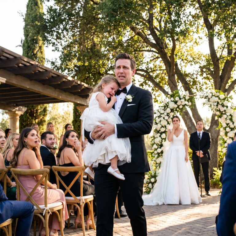 Estaba de pie en el altar, listo para decir “sí, acepto”, cuando lo vi: el asiento de mi hija estaba vacío. Algo dentro de mí se quebró. Minutos después, encontré a Sofía encerrada en un baño, temblando, con lágrimas por todo el rostro. “Papá… Valeria dijo que arruinaría las fotos de la boda”. En ese instante, la música se desvaneció, mi corazón se detuvo, y me di cuenta de que esta boda estaba a punto de terminar de una manera que ninguno de los 200 invitados podía imaginar