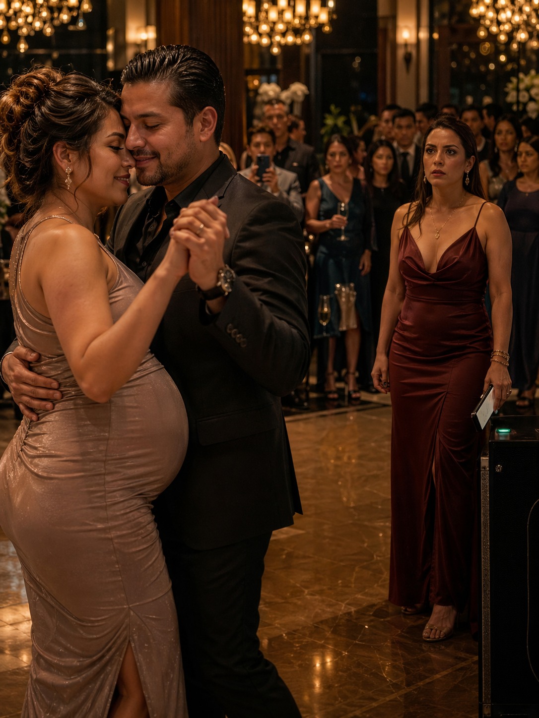 Bailaba con su amante embarazada celebrando que ya había destruido a su esposa… hasta que ella irrumpió, detuvo la música frente a todos y destrozó la fiesta con una verdad que nadie estaba preparado para escuchar.