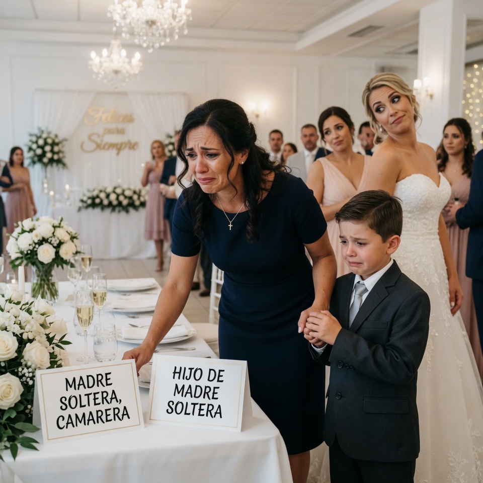 El niño vio a su mamá tragarse la humillación en una boda de lujo, pero cuando escuchó a todos reírse, sacó el celular y dijo: “Ahora sí van a saber la verdad”.