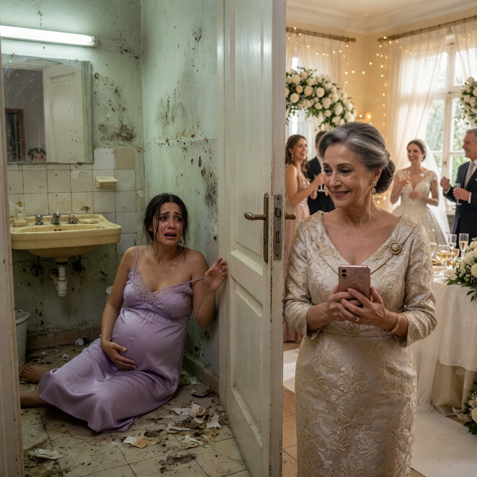 Mi suegra me encerró en un baño mientras daba a luz en plena boda familiar, todo porque “una bebé no podía robarle el día a la novia”… pero el secreto que confesó después destruyó a todos